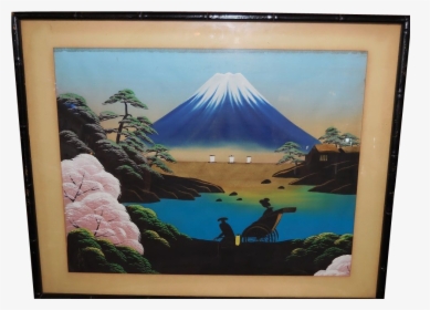 Clip Art Japanese Mountain Painting - Mount Fuji Painting Japanese, HD Png Download, Free Download