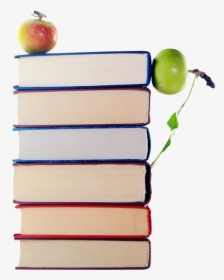 Green Apples In Stack Of Books Png Image - Stack Books Top View Png, Transparent Png, Free Download