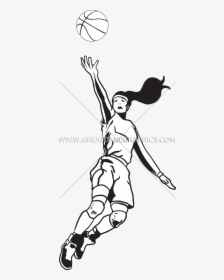 Transparent Fire Basketball Png - Girl Doing Layup Drawing, Png Download, Free Download