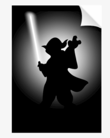 Yoda Silhouette Palpatine Black And White - Yoda Silhouette, HD Png Download, Free Download