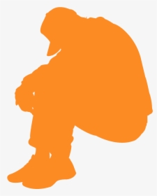 Silhouette Of Kneeling Man , Transparent Cartoons - Sad Man Silhouette Png, Png Download, Free Download