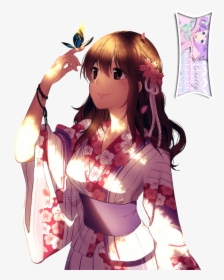 Clip Art Cute Anime Girl And - Cute Anime Girls In Kimono, HD Png Download, Free Download