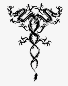 Transparent Tribal Dragon Png - Twin Dragon Tattoo Designs, Png Download, Free Download