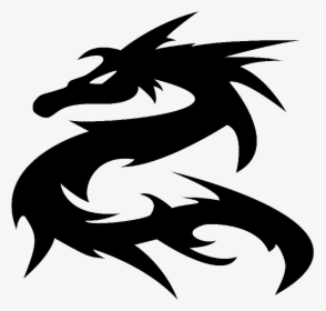 Evil Black-ink Dragon Emblem In Tribal Style Tattoo - Dragon Png Black, Transparent Png, Free Download