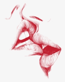 French Kiss Sketch Drawing, HD Png Download, Free Download
