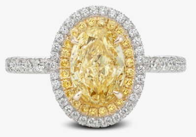Ring Lumière Yellow Diamond Halo Oval White Diamonds, HD Png Download, Free Download