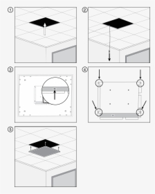 Numbered Illustrations Showing How To Install Mxa910 - Cisco Ceiling Mic Direction, HD Png Download, Free Download