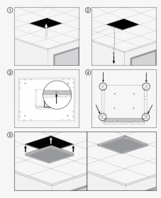 Numbered Illustrations Showing How To Install The Mxa910w-a - Cisco Ceiling Mic Direction, HD Png Download, Free Download