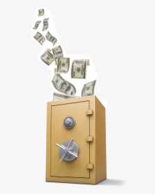 Gold Safe With Money Web - Piggy Bank With Money Falling, HD Png Download, Free Download