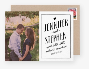 Hand Lettered Save The Date With Photo - Kiss On Lips, HD Png Download, Free Download