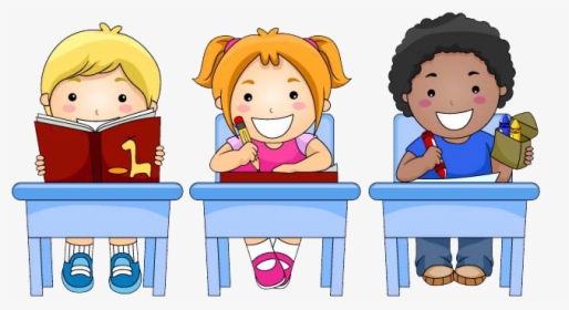 Reading Clip Art Cartoon - Students At Desks Clipart, HD Png Download, Free Download