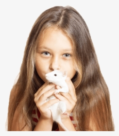 A Little Girl Kissing A White Rat - Girl, HD Png Download, Free Download