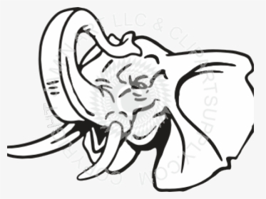 Trunk Clipart Elephant Head - Elephant Head With Trunk Up, HD Png Download, Free Download