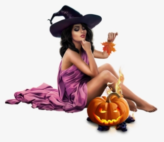3d Girl, Vampires, Witches, Tube, Halloween, Illustration, - Fantasy Witch With Pumpkin, HD Png Download, Free Download