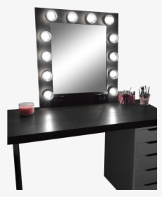 The Hollywood Vanity Makeup Mirror- Matte Black Customvanity - Black Vanity With Mirror And Lights, HD Png Download, Free Download