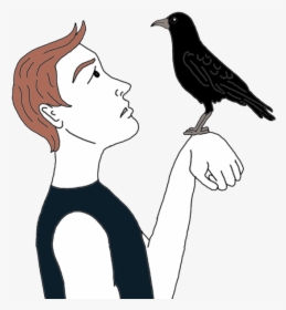 Transparent Flying Crows Png - Boy Holding A Crow Drawing, Png Download, Free Download