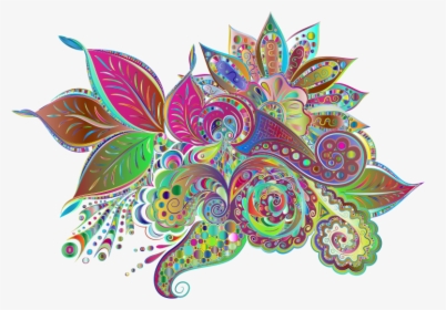 Prismatic Ornamental Floral Line Art No Background - Warna Warni Hiasan Png, Transparent Png, Free Download