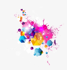 #rainbow #splatter #paint #cubes - Transparent Rainbow Paint Splatter Png, Png Download, Free Download
