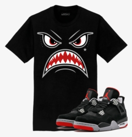 Jordan Retro 4 Bred 2019 Sneaker Tees Shirt Bred Warface - Jordan 11 Cap And Gown Shirt, HD Png Download, Free Download