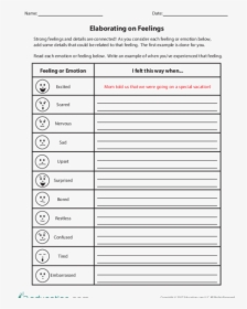 Elaborating On My Feelings - Feelings Worksheets For 3rd Grade, HD Png Download, Free Download