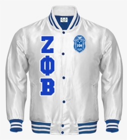 Zeta Phi Beta Satin Baseball Bomber Jacket - Phi Beta Sigma White Bomber Jacket, HD Png Download, Free Download