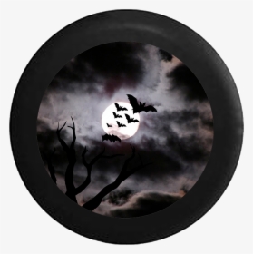 Bats Flying In The Night Sky In The Full Moon Jeep - Bats And Moon, HD Png Download, Free Download