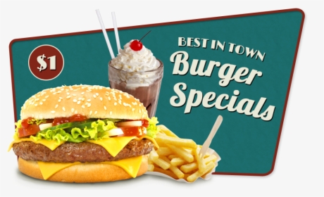 Diner Png -best Cheesy Tasty Burgers Restaurant - Burger And Fries 1950s, Transparent Png, Free Download