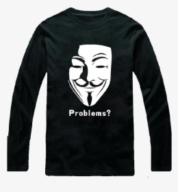 Transparent Guy Fawkes Mask Png - Long-sleeved T-shirt, Png Download, Free Download