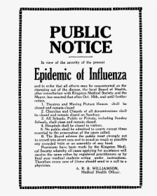Spanish Flu Notice - Spanish Flu 1918, HD Png Download, Free Download