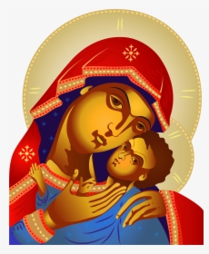 Virgin Mary And Baby Jesus Png Clip Art - Virgin Mary Emoji Png, Transparent Png, Free Download