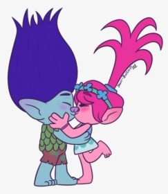 Trolls Kiss Clip Art - Trolls Branch And Poppy Kiss, HD Png Download, Free Download