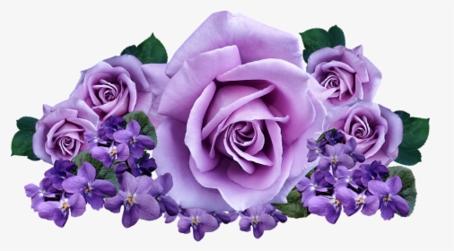 Roses, Violets, Flowers, Arrangement, Cut Out, Isolated - Roses Violets, HD Png Download, Free Download