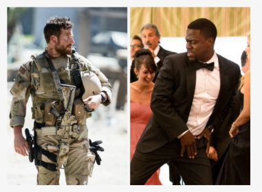 Bradley Cooper In American Sniper And Kevin Hart In - American Sniper Bradley Cooper Movies, HD Png Download, Free Download