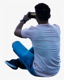 #man #sitting #camera In #hand #person #overlay #cutout - Sitting, HD Png Download, Free Download