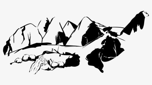 Mountains With Road Big - Black And White Png Mountain, Transparent Png, Free Download