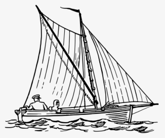 Transparent Sail Boat Clip Art - Ocean With Boat Drawing, HD Png Download, Free Download