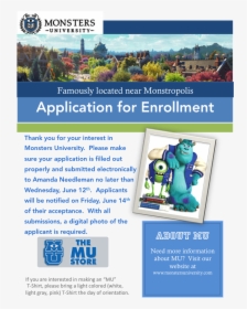 Monsters University College Application, HD Png Download, Free Download