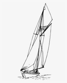 Sail Boat - Sailing Boat Clipart Black And White, HD Png Download, Free Download