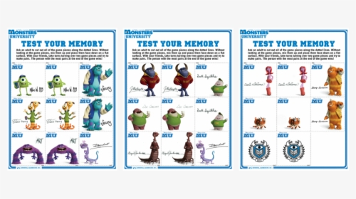 Monsters University Printable Memory Game - Monsters University, HD Png Download, Free Download