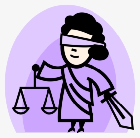 Vector Illustration Of Justice Scales With Blindfolded, HD Png Download, Free Download