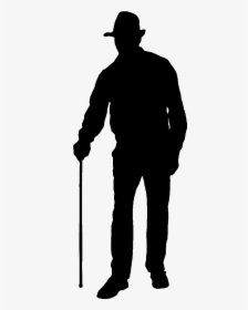 Silhouette Of Man On Crutches Wearing A Hat Png Download - Silhouette Generation, Transparent Png, Free Download