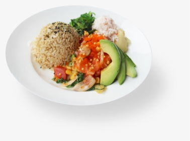 A Bowl Of Fish Poke With Avocado And Rice - Steamed Rice, HD Png Download, Free Download