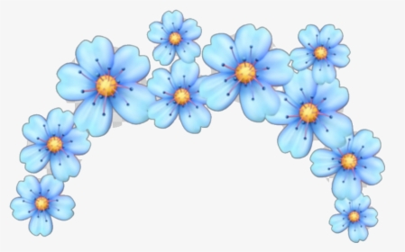 Flower Crown Blue Flowers Tumblr Kawaii Emoji Transparent - Emoji Flower Crown Png, Png Download, Free Download