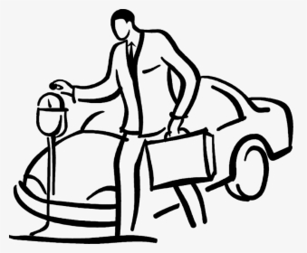 Vector Illustration Of Businessman Puts Money In Parking - Parking Meter Coloring, HD Png Download, Free Download
