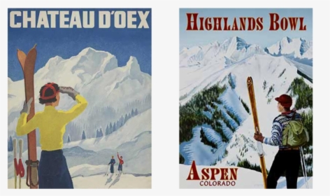 Vintage Poster Slides6 - Vintage Aspen Ski Poster, HD Png Download, Free Download