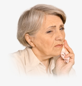 Senior Woman With Tooth Pain In Need Of Dentures Stabilization, - Human, HD Png Download, Free Download
