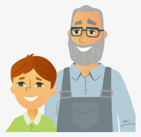 Grandpa & Son - Cartoon, HD Png Download, Free Download