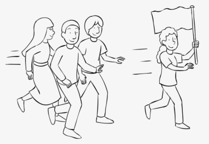 Group Playing Capture The Flag - Line Art, HD Png Download, Free Download