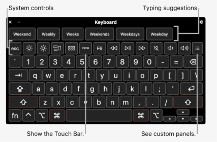 The Accessibility Keyboard With Typing Suggestions - Accessibility Keyboard On Macbook Pro Apple, HD Png Download, Free Download