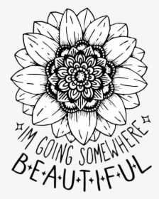 Tumblr Blackandwhite Flower Flowers Inscription Sticker - Sunflower, HD Png Download, Free Download